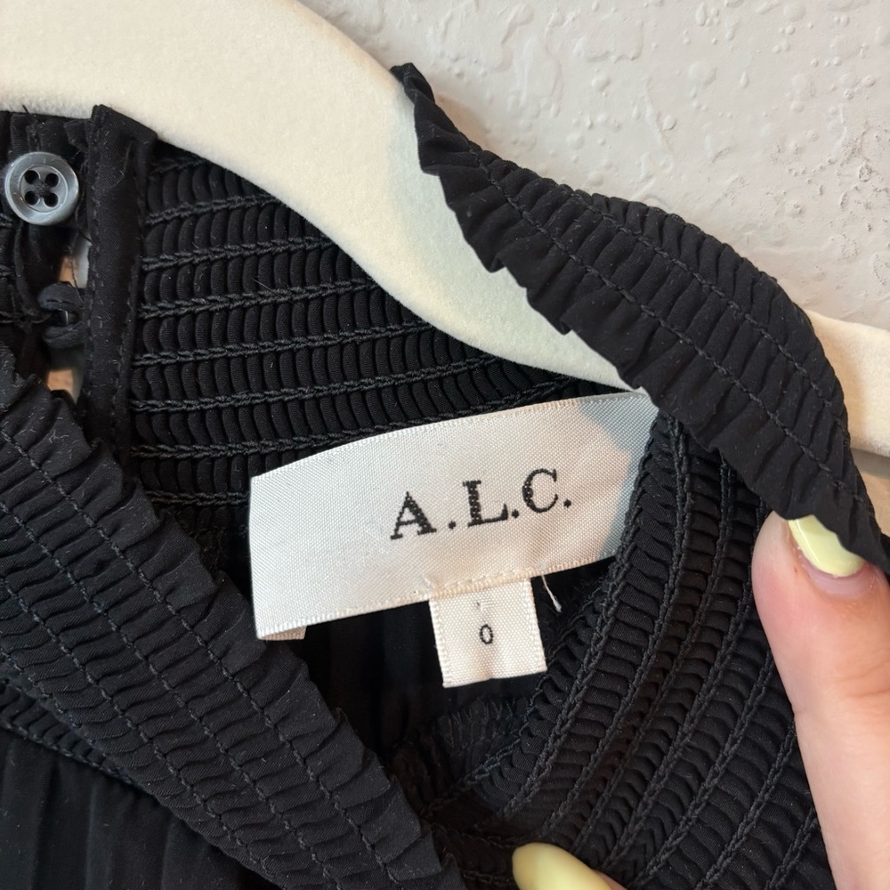 A.L.C. Renzo Black Matte Pleated Halter Midi Dress Size 0 - Picture 11 of 15